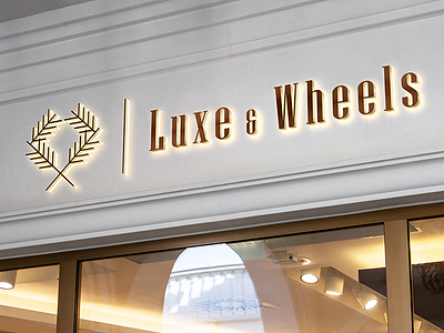 Luxe & Wheels Stand copper letters letters in volume logo application luminous letters luxury shop showcase stand
