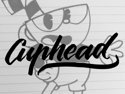 Cuphead drawing lettering