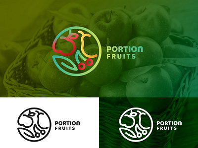 PORTION FRUITS | Logo Design, Branding branding design graphic design icon illustration logo typography ui ux vector