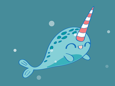 Dreamy The Narwhal animal character cute fish illustration narwhal ocean sea