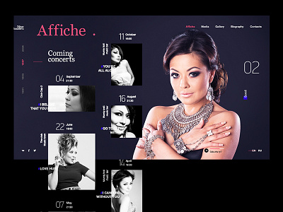 Affiche black gallery honored interface media minimalism motion design promo singer unique web design