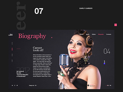 Kazakh singer Dilnaz Akhmadieva black design gallery honored interface media minimalism motion promo singer unique web