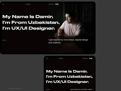 Personal portfolio #2 experiments black design grid interaction interface minimalism promo typography ui ux web web deisgn website