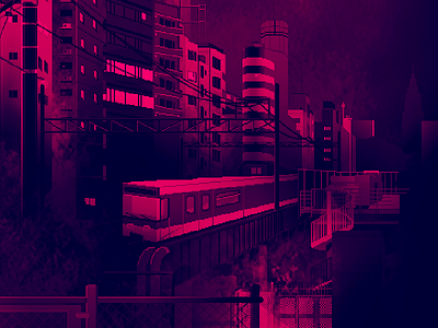 Pixel Art - New York City at Night digital illustration pixel pixelart