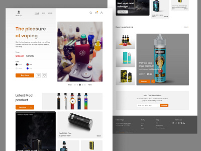 Landing page design Vape Store clean design landing page liquid modern simple ui ux vape vaping website