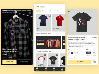 Shop clothes mobile application application clean clothes design mobile modern online shop simple t shirt ui ux