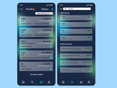 Financial App app begginer black blue colour design glass invesment saham trend trends ui uidesign ux