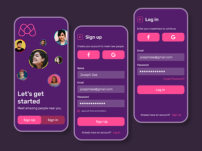 Sign Up & Log in | Daily UI Challenge 001 app design ui ux