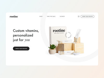 Rootine vitamins beauty clean desktop health landing minimal minimalistic product ui vitamins web