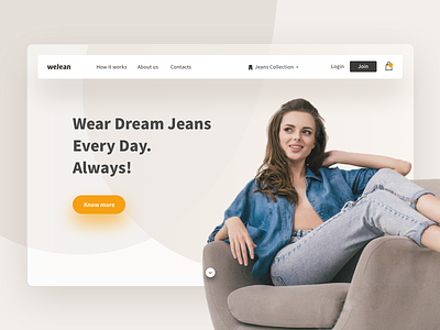 WeJean Concept brand brown clothes girl jeans landing ui