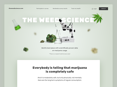 The Weed Science bright cannabis clean design desktop hero investigate lab laboratory landing marijuana science ui web web design weed