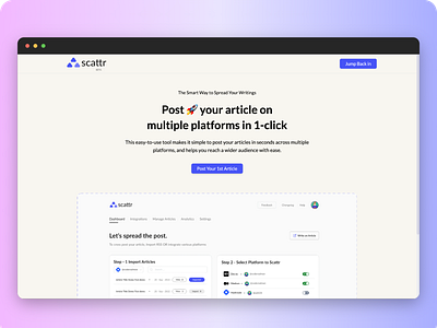 Scattr Landing Page : Hero BETA beta branding hero landing page scattr web design