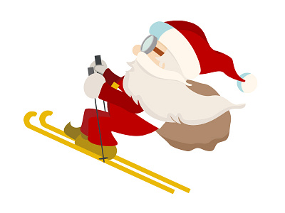 Santa Claus skiing adobe ilustrator illustration santa claus ski