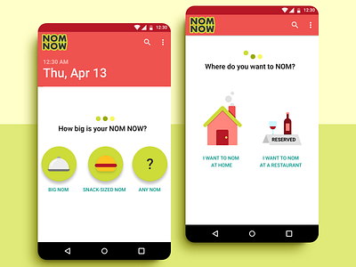 NOM NOW Android App android food app nom restaurant app ui ux