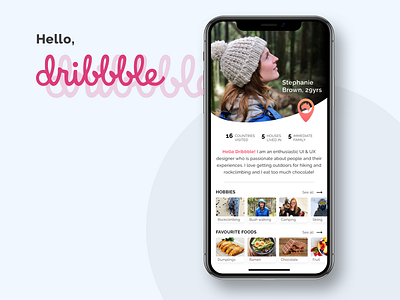 Hello Dribbble! app debut design first shot iphonex mobile profile sketch ui ux