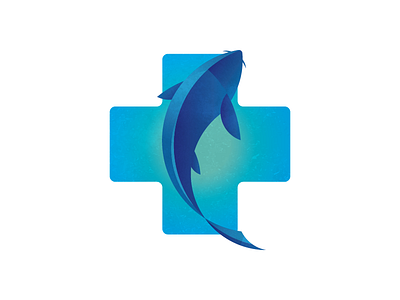 Koi Healthcare Concept blue fish health healthcare illustrator koi logo medic medical ocean texture vector