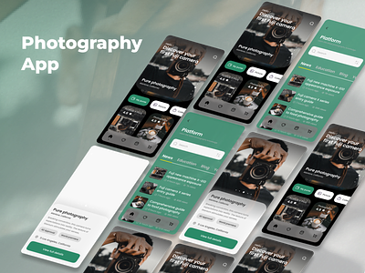 Photography App app appdesign cameraapp design figma graphic design photographyapp prototypeapp ui uiappdesign uidesignkit uikit