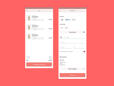 DailyUI Challenge #2 app billing address cart carts bags checkout checkout order review dailyui design graphic design mobile payment method ui