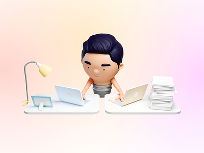 Life of a freelancer 3d branding character clean design digital illustration minimal ui