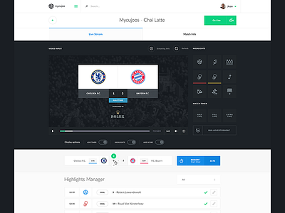 Football Dashboard broadcasting dashboard football mycujoo soccer