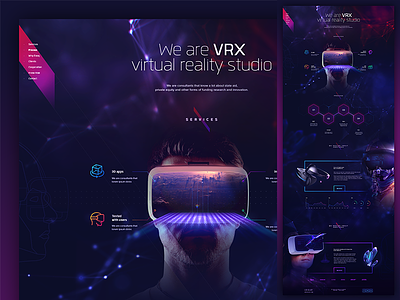 VRX Studio 3d augmented glasses gradients landing lights oculus rift reality virtual vr website