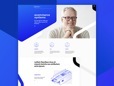 Ecommerce Systems blue clean design digital gradient icons illustration isometric minimalistic polygon shapes white