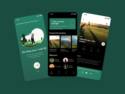 Golf App Concept app ui appdesign apptemplateui golf app design golfapp golfappui hybrid golf app uxui ios golf app design product design uiux design
