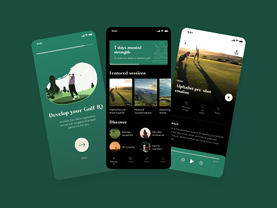Golf App Concept app ui appdesign apptemplateui golf app design golfapp golfappui hybrid golf app uxui ios golf app design product design uiux design