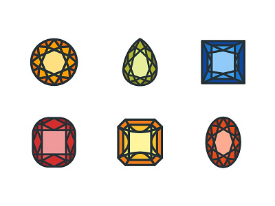 Diamond Shape Icons baguette cushion diamond heart oval pear princess radiant round shape trillion