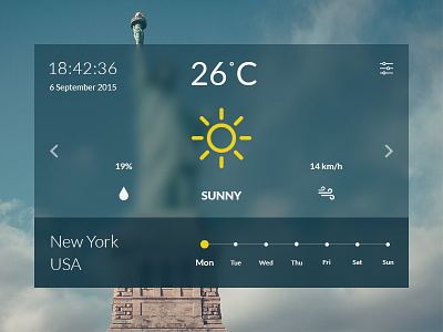 004 - Weather Widget app challenge elements flat interface new temperature ui ux weather widget york