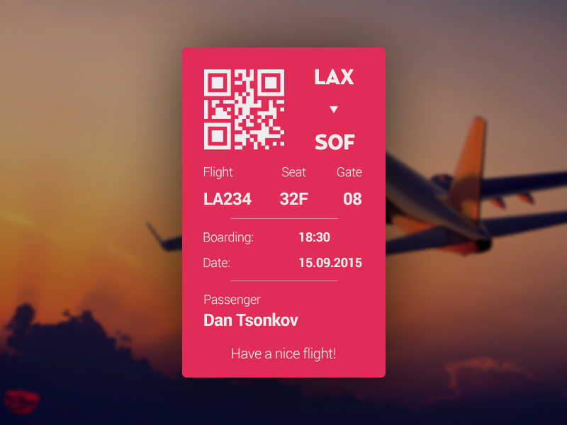 011 - Boarding Pass qr plane passenger pass flight code boarding ticket scanner bar