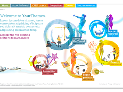 River Thames based website design illustration water web design