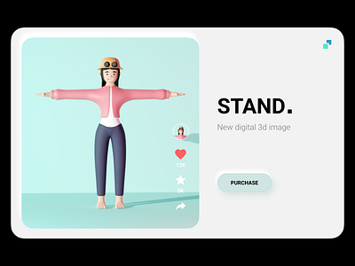 STAND. 3d blender c4d characterdesign design girl human illustration pose ui ux