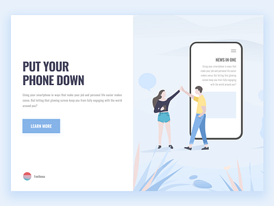 Put your phone down illustrator landing social ui