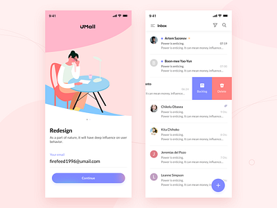 Umail App app design flat illustration ios ui