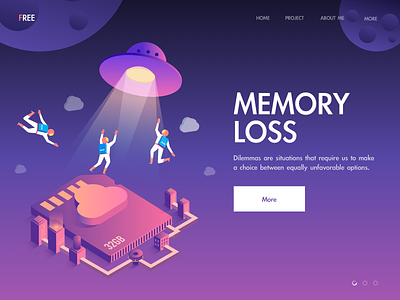 Memory Loss card dark illustration memory ufo web
