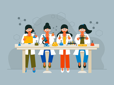 Laboratory Woman Character Set adobe illustrator artwork background colorful design doctor graphic design health illustration lab laboratory medical modern people science vector virus woman