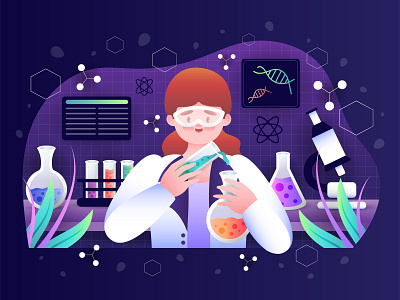 Women in Science adobe illustrator arts artwork background cartoon colorful design doctor graphic design health illustration laboratory medical science vector virus women