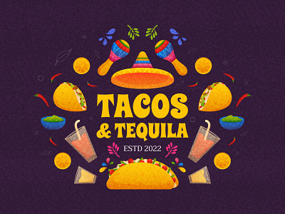 Taqueria background branding colorful country design drink event festival food graphic design illustration maracas mexican mexico music party tacos taqueria ui vector