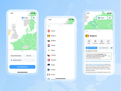 Re-open EU - Redesign actionsheet chips covid design flight interface ios journey map maps mobile redesign segmented control tabs travel trip ui ux wroclaw