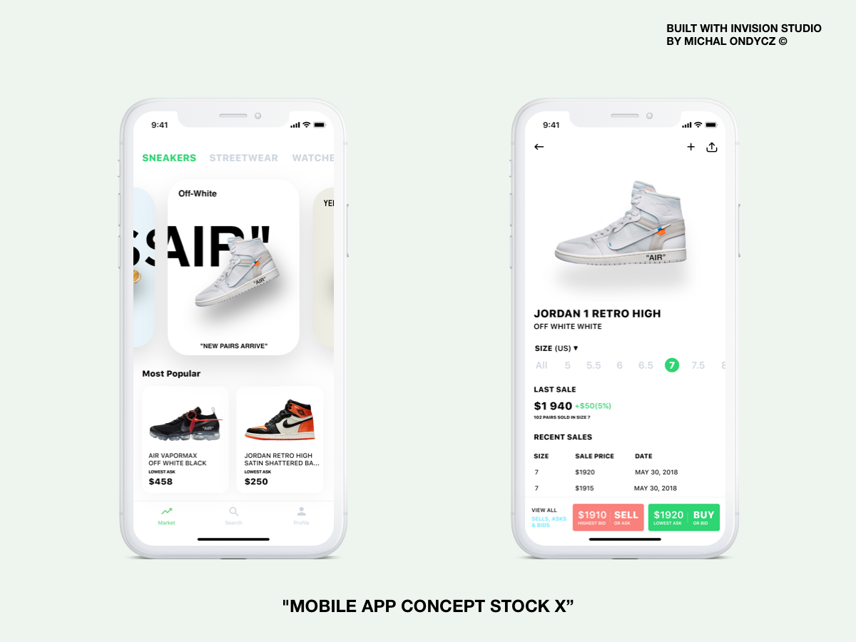 Stock X App Concept by Michal Ondycz for nomtek on Dribbble