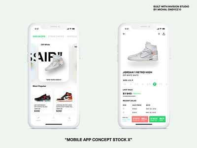 Stock X App Concept carousel details feed hire invision nomtek sneakers stockx studio