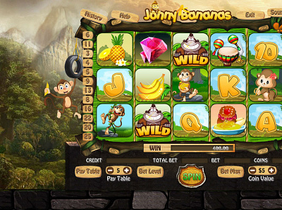 Slot Game design - Jonny Bananas casino games game design graphic design slod game slot game examples