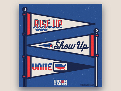 RISE UP. SHOW UP. UNITE! - BIDEN/HARRIS 2020 design graphic pennant pennants political campaign political design retro retro design