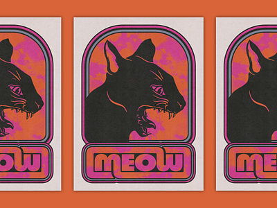 MEOW 80s art print cat design feline fright cat halloween illustration poster posterdesign retro type vintage