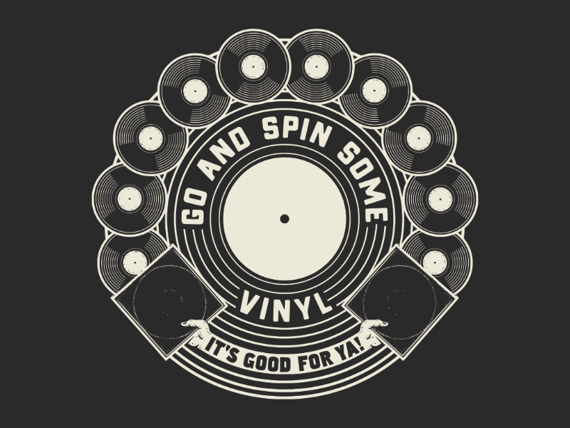 VINYL'S GOOD FOR YA! (COTTON BUREAU TEE) screenprint tee shirt tee vinyl cotton bureau
