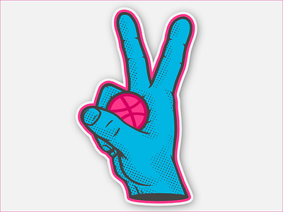 Dribble Peace - Corey Sweeter half tones hand illustration peace sticker