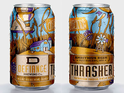 Thrasher: Session IPA from Defiance Brewing Co. ambitious beer branding cans craft beer defiance brewing co. design illustration kansas packaging
