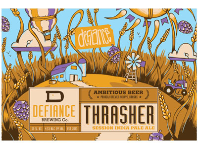 Thrasher: Full Sketch ambitious beer branding cans craft beer defiance brewing co. design illustration kansas packaging