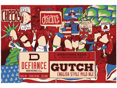 Gutch: Full Sketch ambitious beer branding cans craft beer defiance brewing co. design illustration kansas packaging